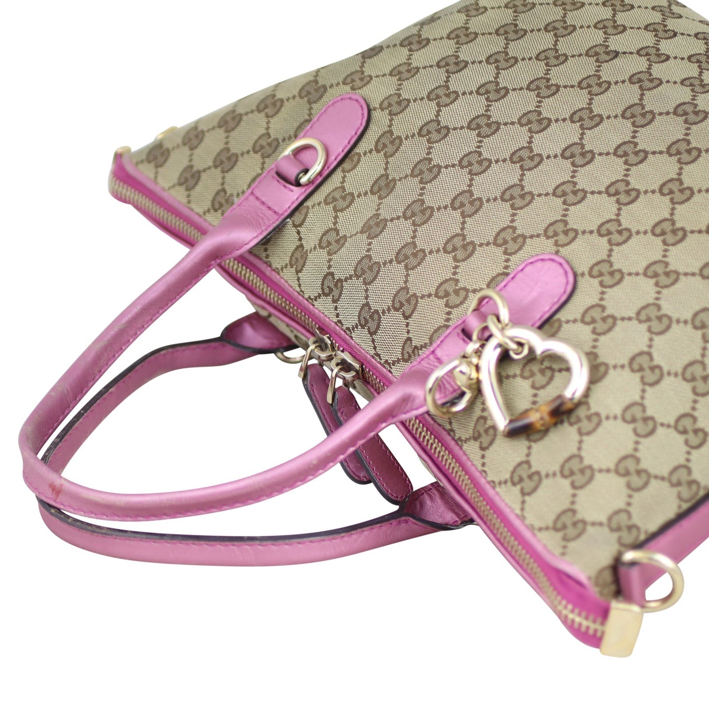 Gucci GG Canvas Heart Bit Charm Tote