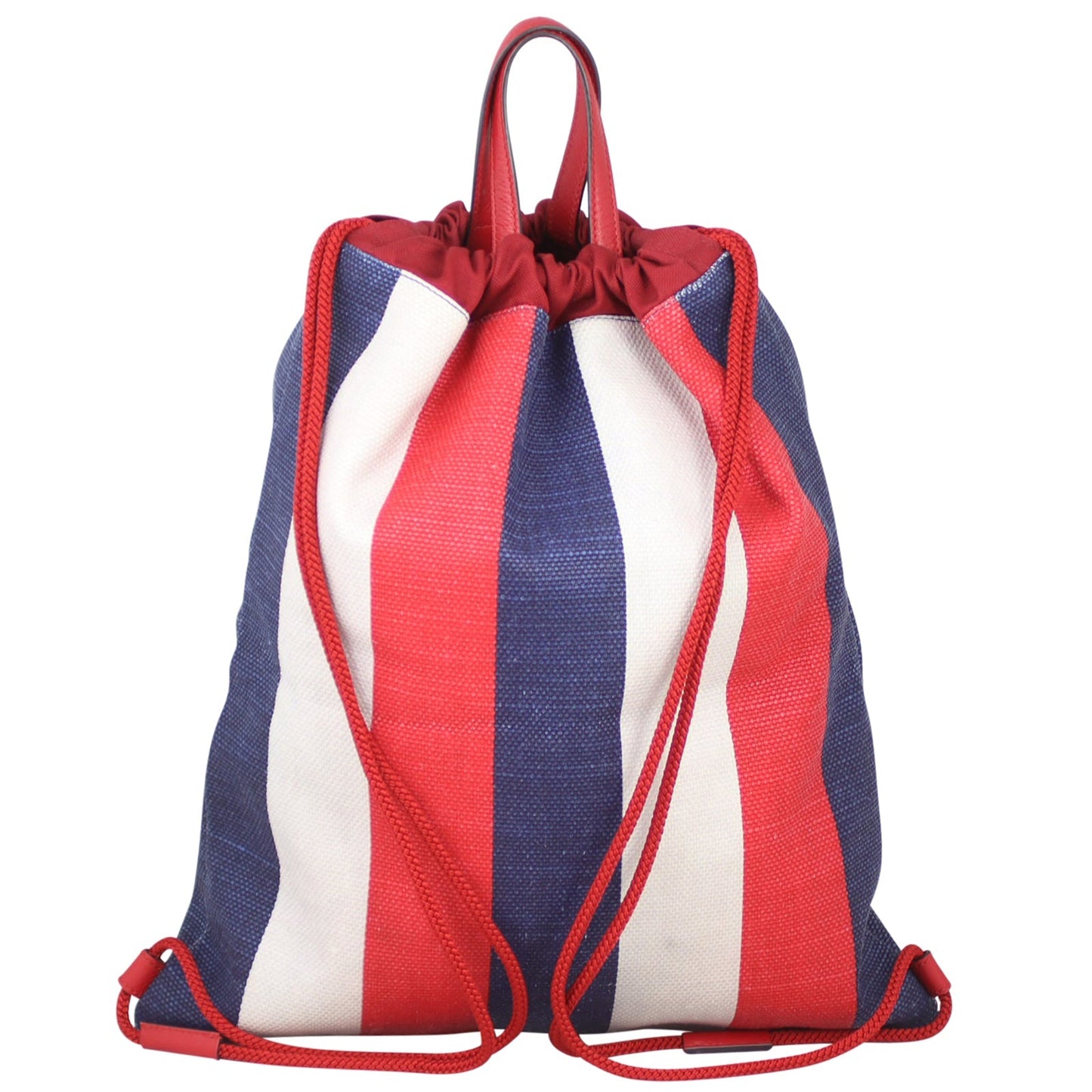 Gucci Striped Canvas Drawstring Backpack