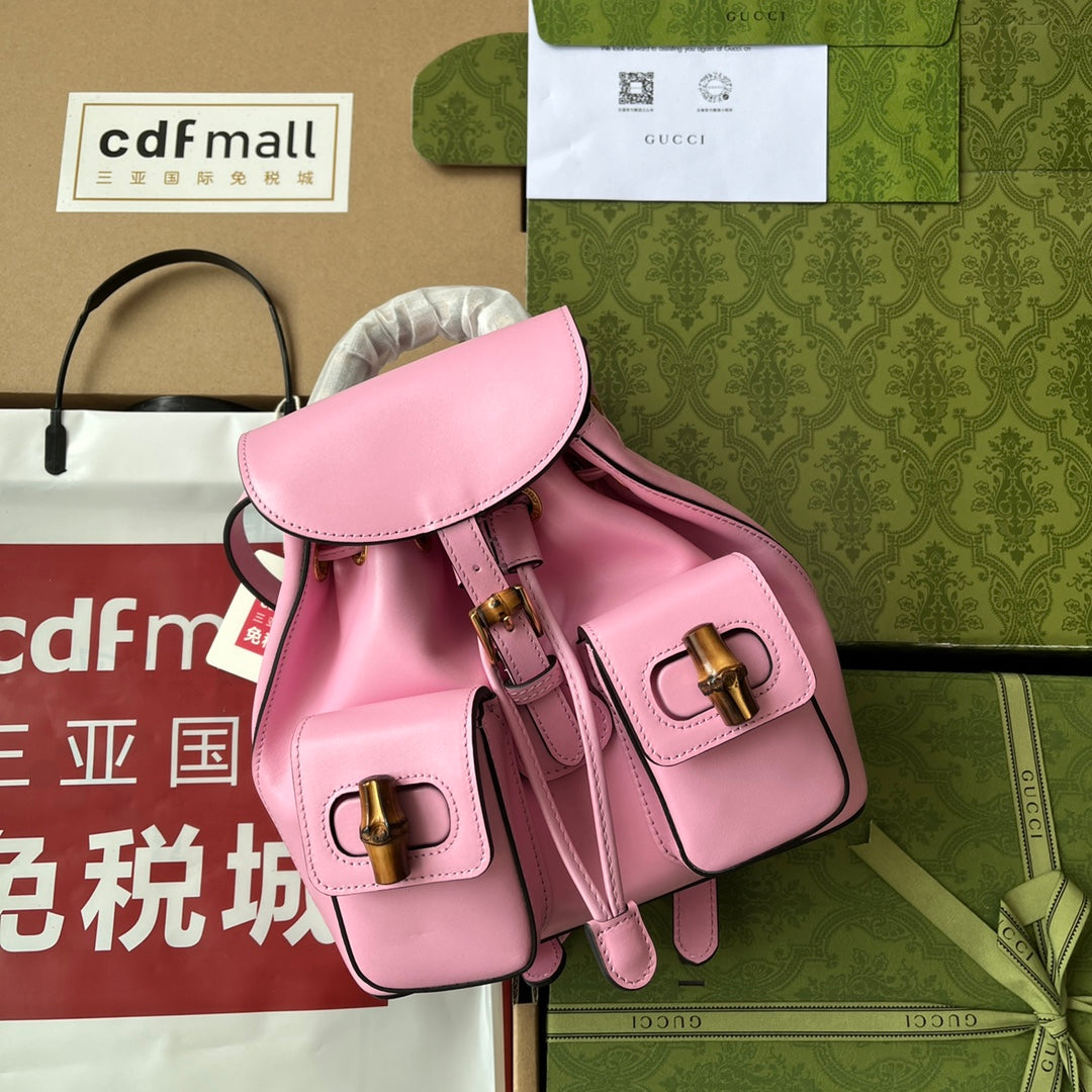 gg Bamboo Small Backpack Pink For Women, Women’s Bags 8in/22cm gg ‎‎702101 UZY0T 5814