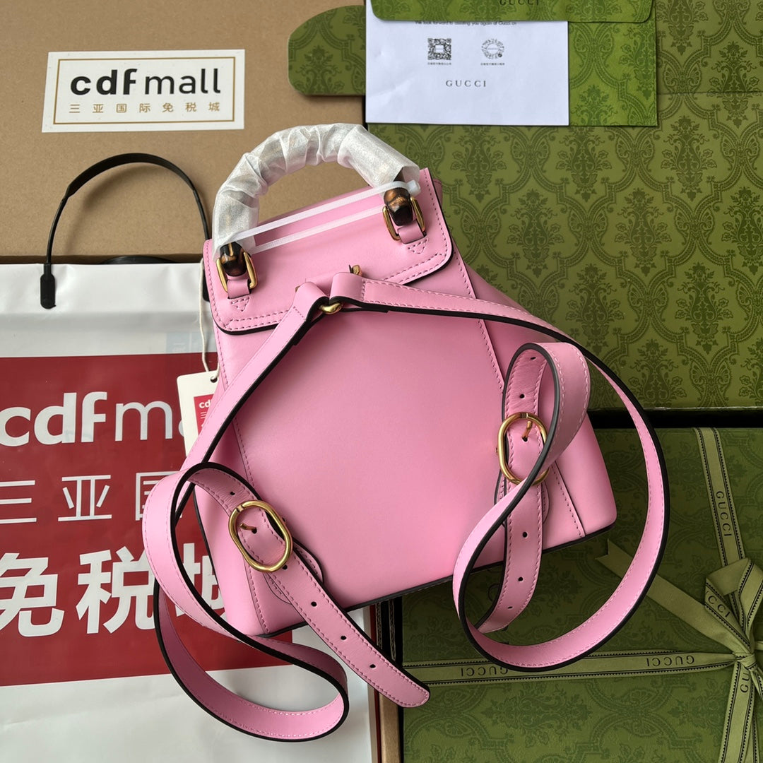 gg Bamboo Small Backpack Pink For Women, Women’s Bags 8in/22cm gg ‎‎702101 UZY0T 5814