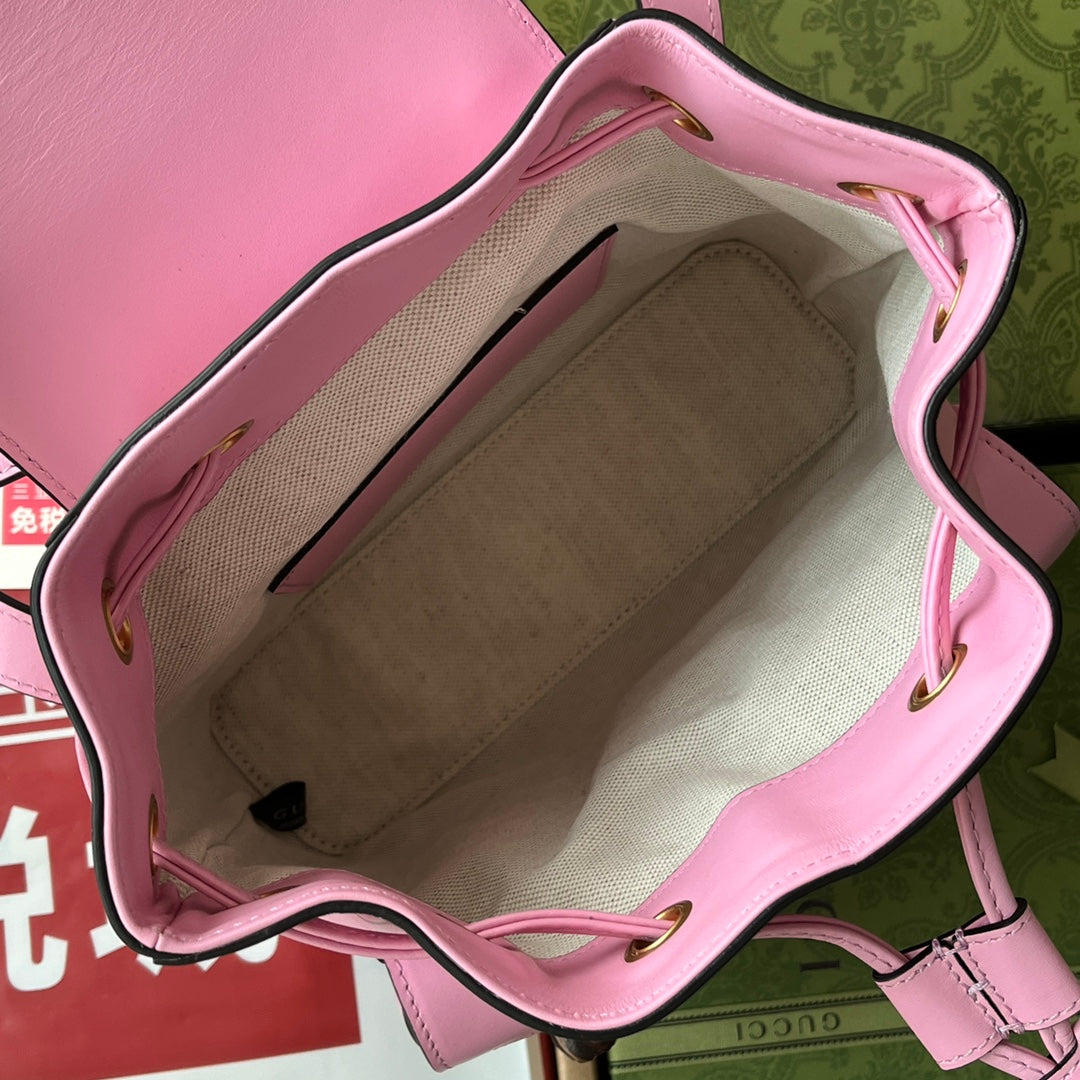 gg Bamboo Small Backpack Pink For Women, Women’s Bags 8in/22cm gg ‎‎702101 UZY0T 5814