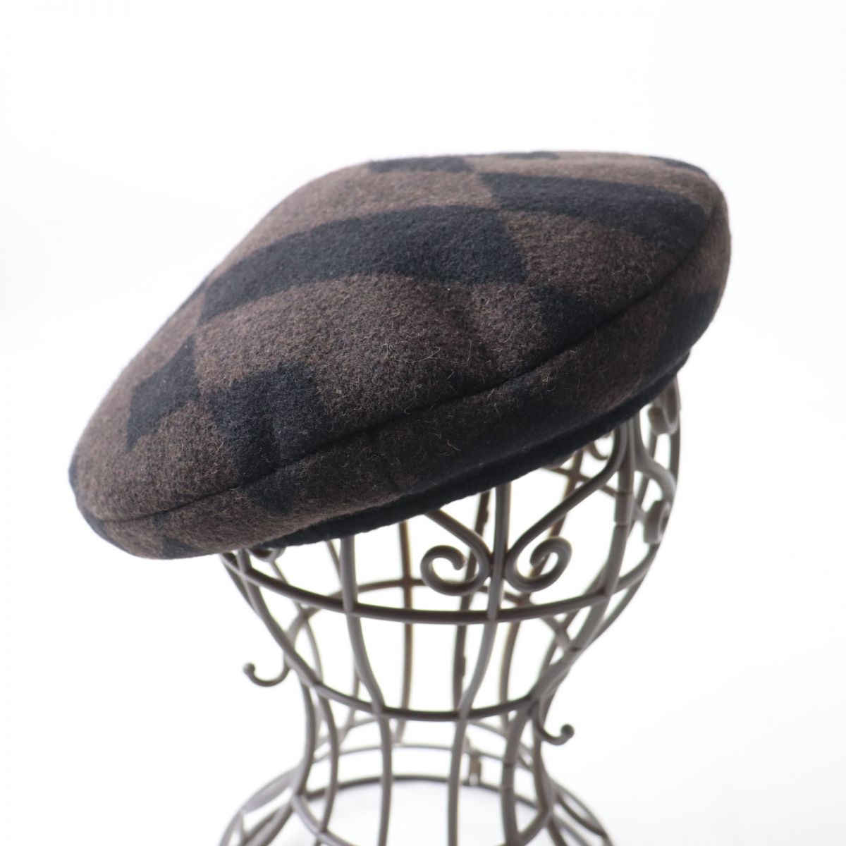 HERMES beret Main: 100% camel, Lining: 100% acetate Brown x black Women  d