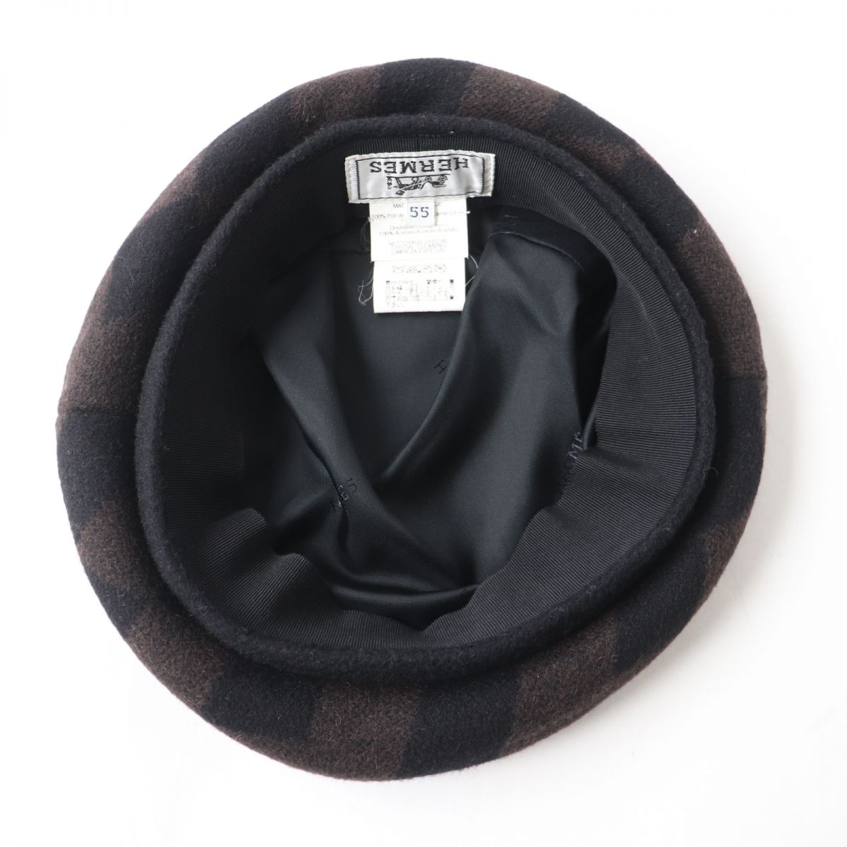 HERMES beret Main: 100% camel, Lining: 100% acetate Brown x black Women  d