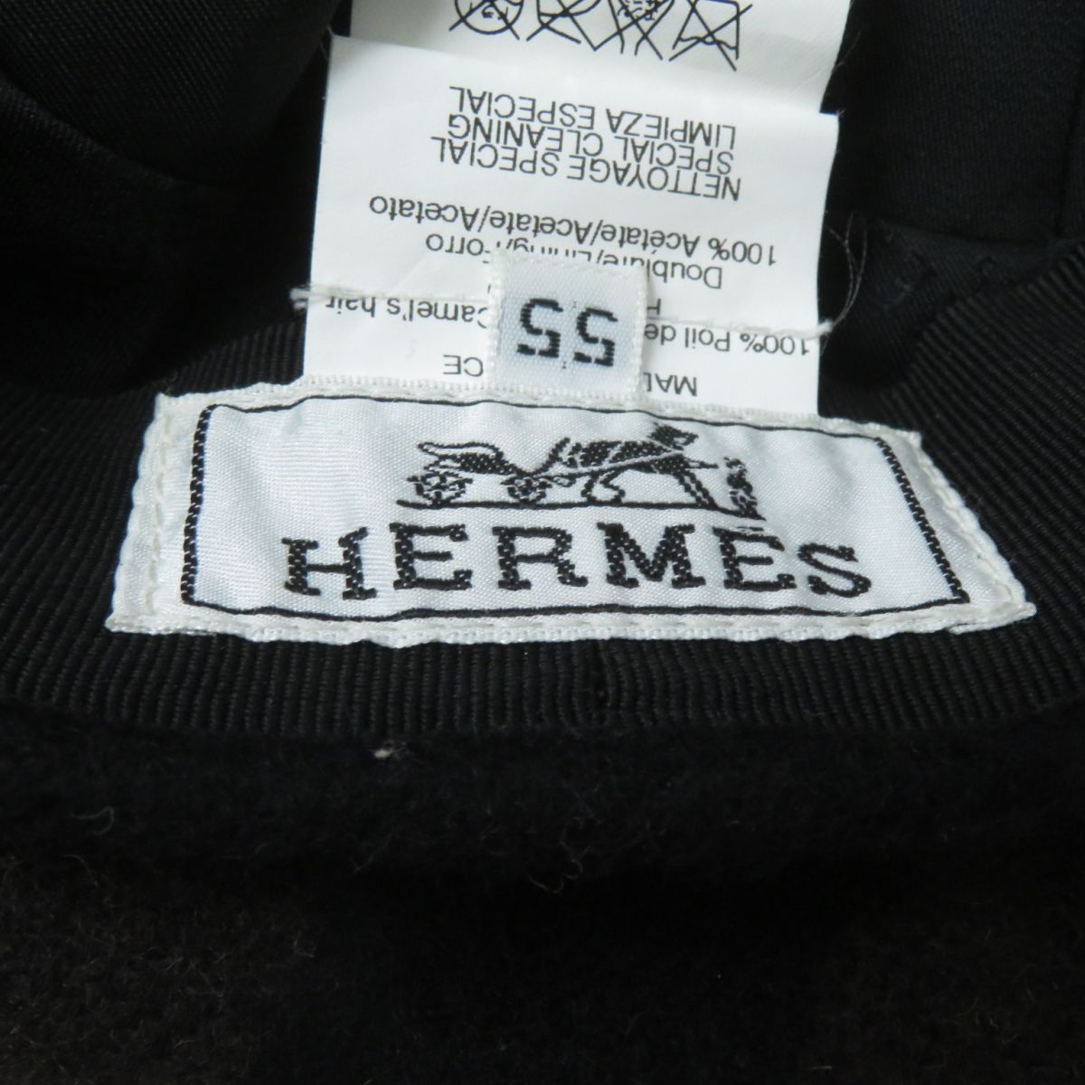HERMES beret Main: 100% camel, Lining: 100% acetate Brown x black Women  d