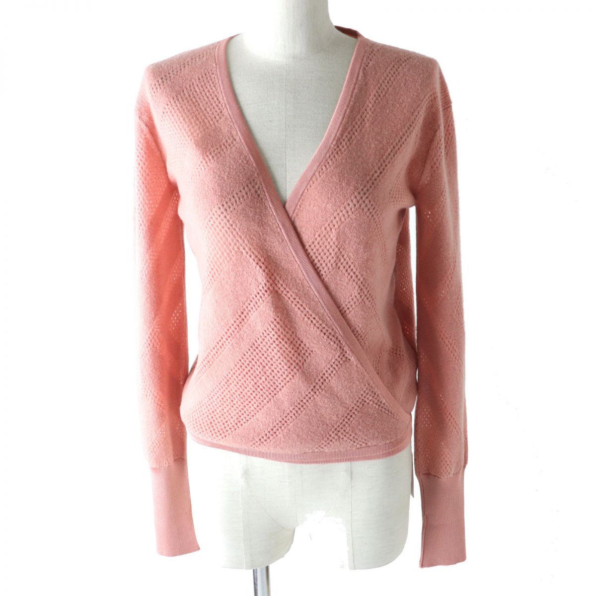 HERMES cardigan Main: 63% wool, Main: 27% nylon, Main: 10% cashmere, Part: 96% silk, Part: 3% nylon Coral pink Women 36  d