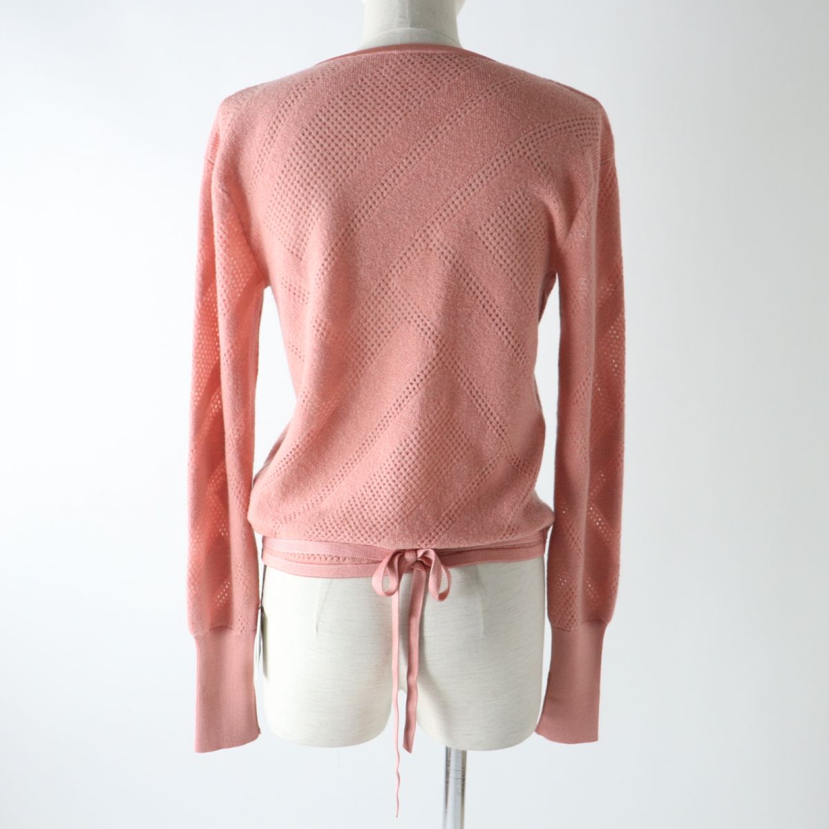 HERMES cardigan Main: 63% wool, Main: 27% nylon, Main: 10% cashmere, Part: 96% silk, Part: 3% nylon Coral pink Women 36  d