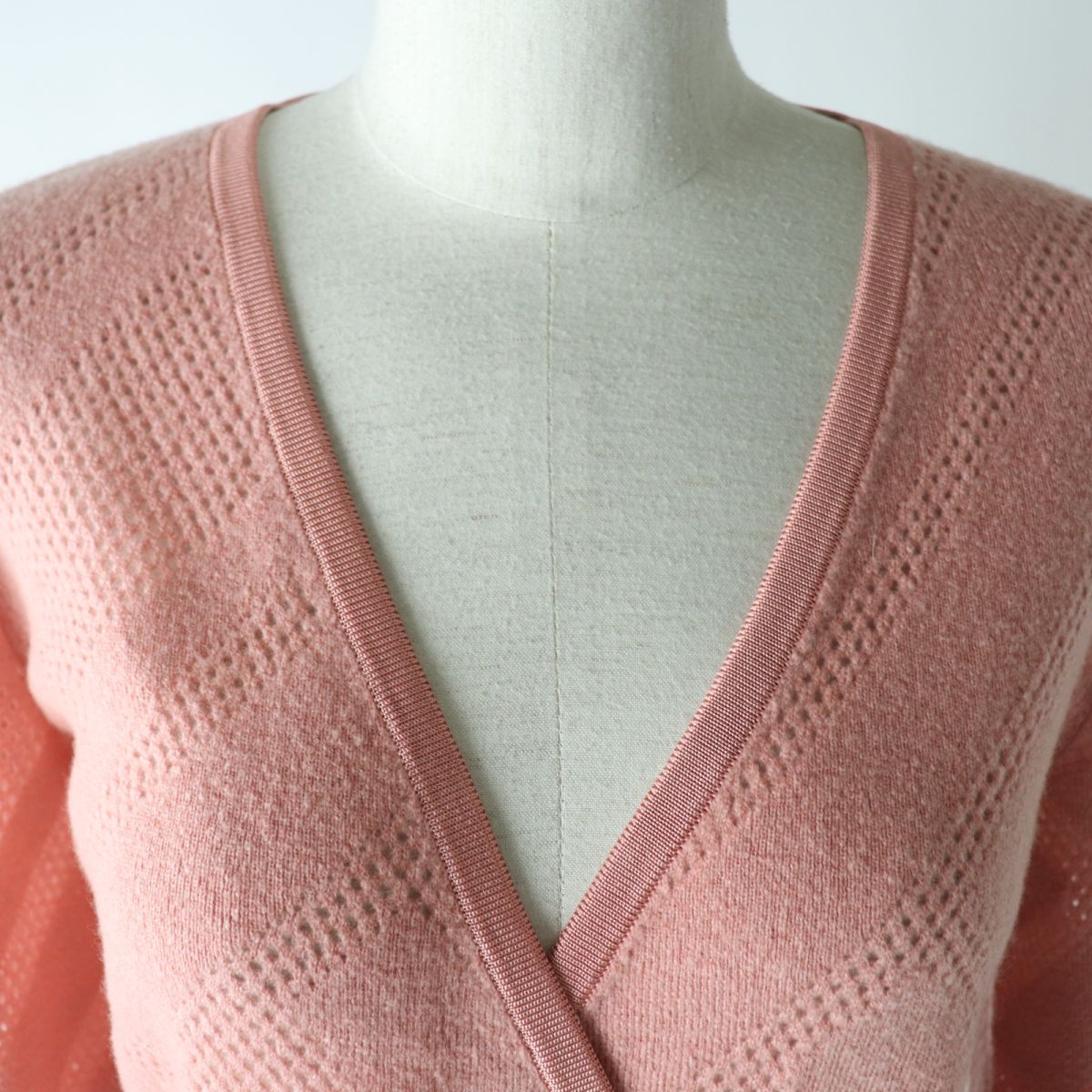 HERMES cardigan Main: 63% wool, Main: 27% nylon, Main: 10% cashmere, Part: 96% silk, Part: 3% nylon Coral pink Women 36  d