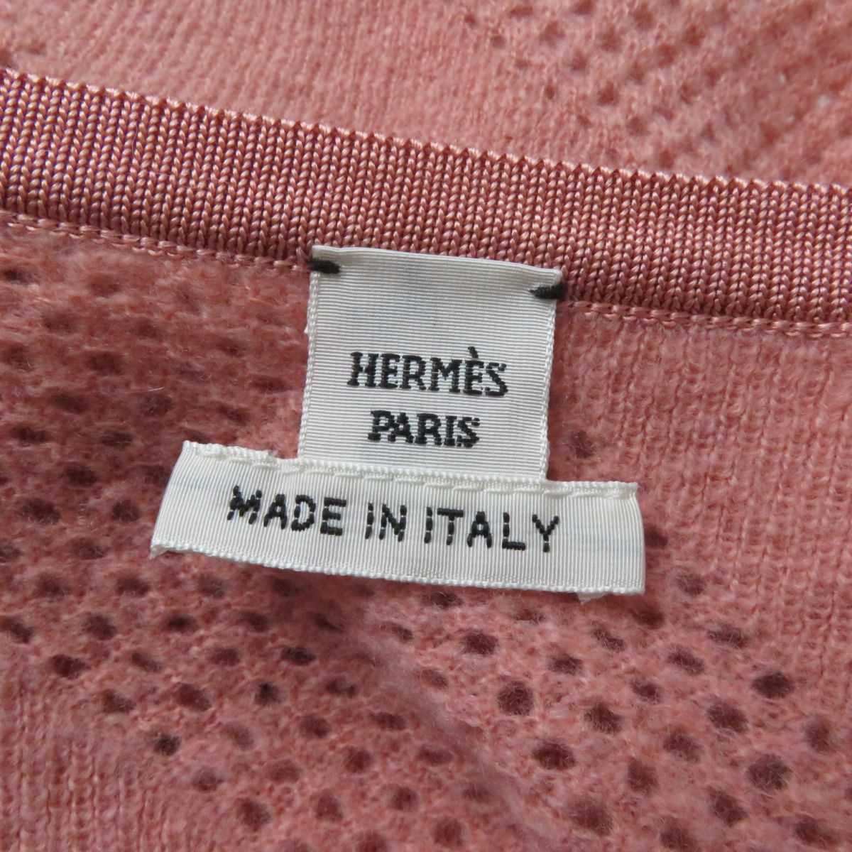 HERMES cardigan Main: 63% wool, Main: 27% nylon, Main: 10% cashmere, Part: 96% silk, Part: 3% nylon Coral pink Women 36  d