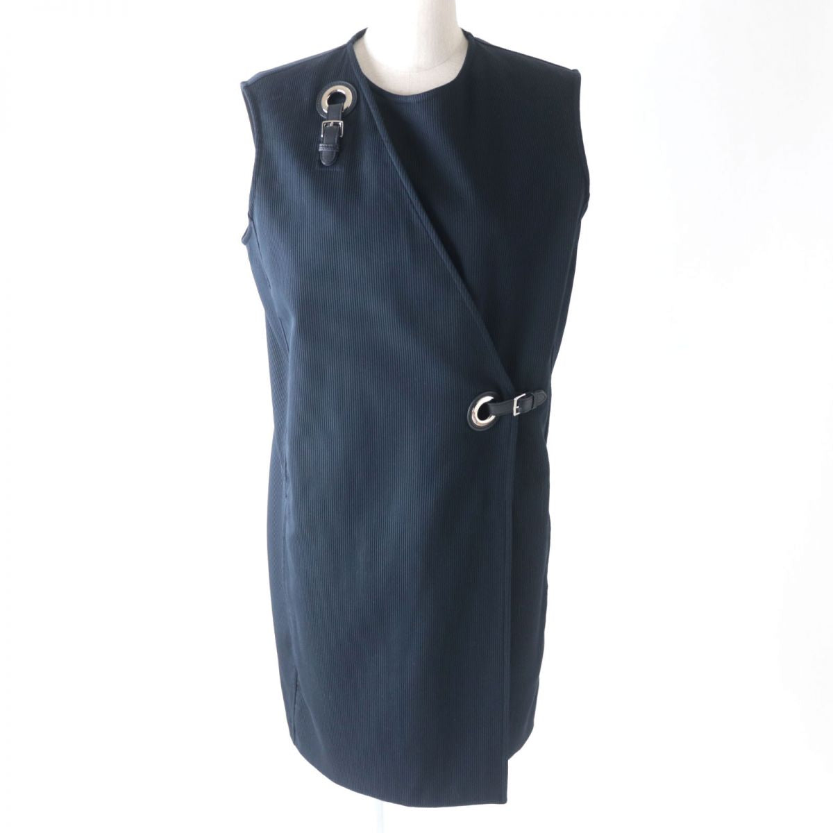 HERMES Best Main: 100% cotton, Part: Lamb leather, Lining: 100% cotton Navy Women 40  d