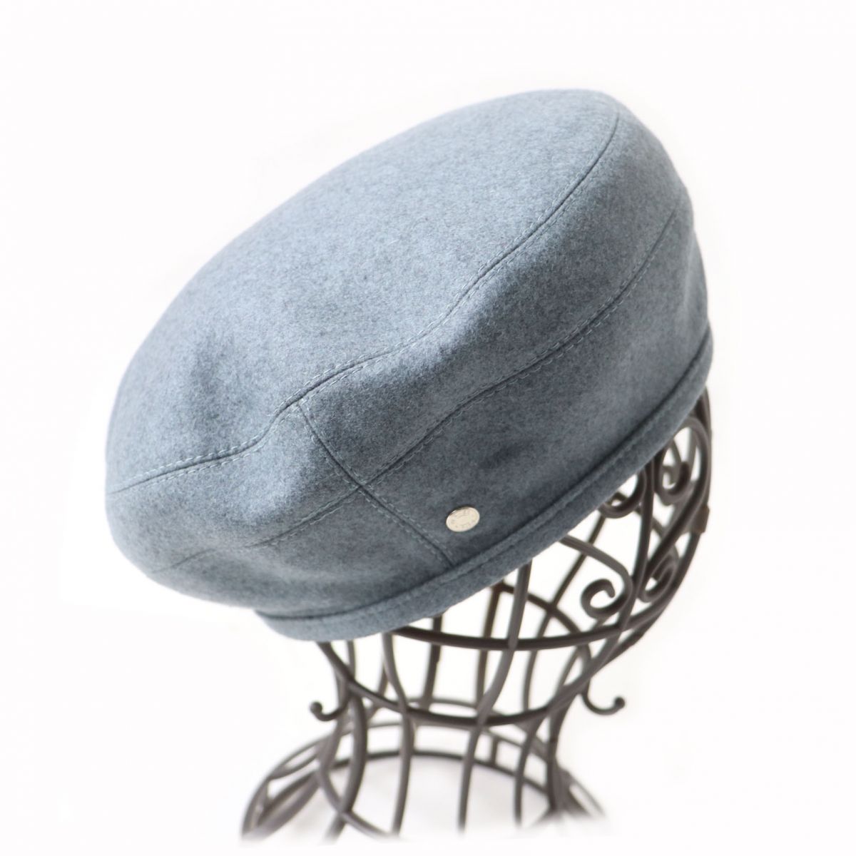 HERMES beret Outer: 100% cashmere, Lining: 65% rayon, Lining: 35% silk, Part: 100% polyester gray Women 58  d