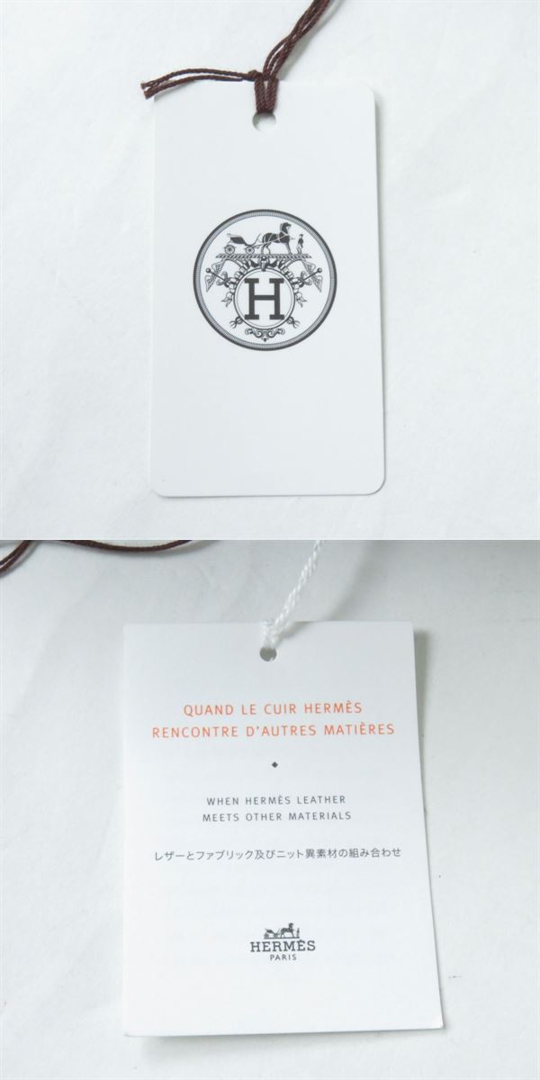 HERMES beret Outer: 100% cotton, Leather: Cowhide, Lining: 65% rayon, Lining: 35% silk gray Women 57  d