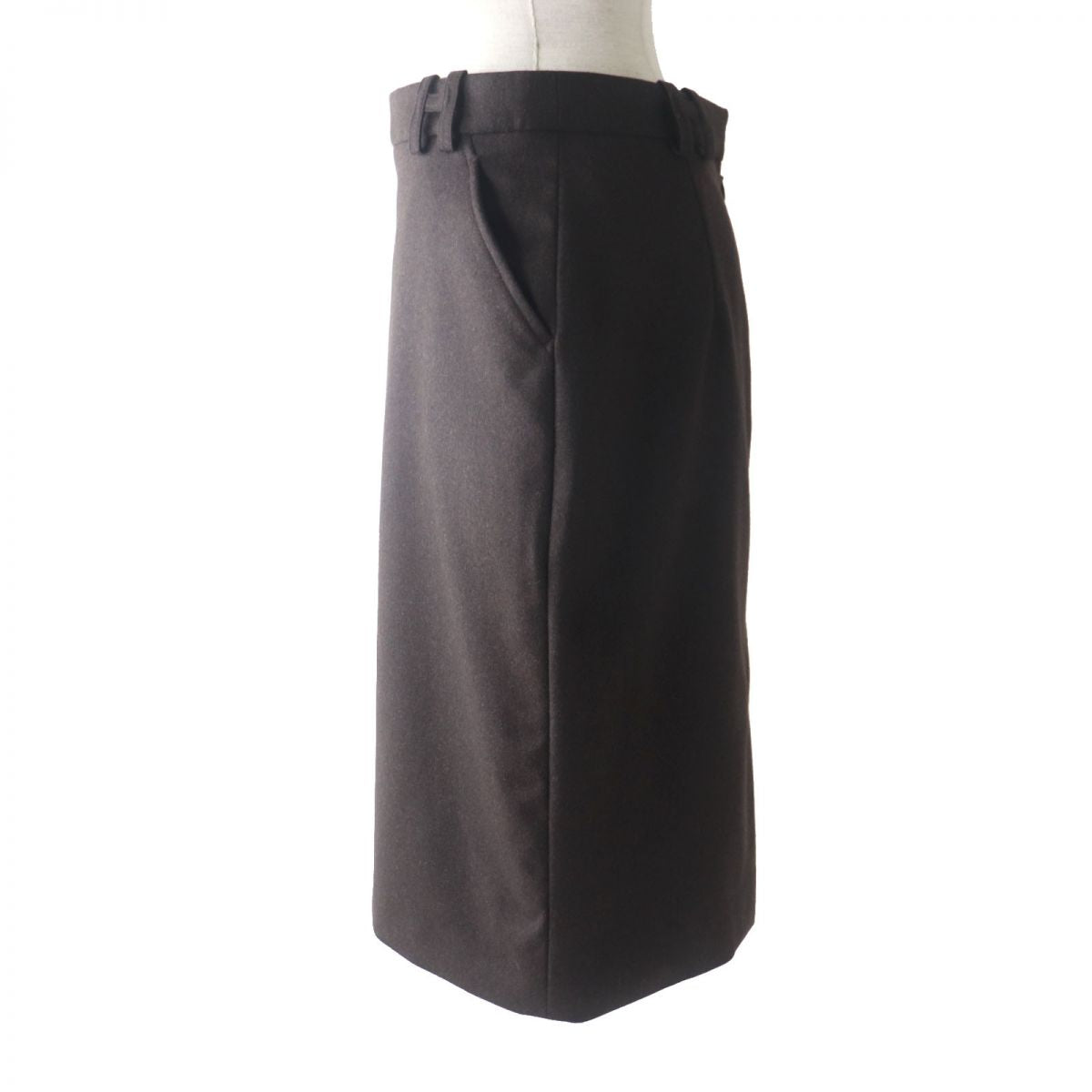HERMES skirt Outer: 95% wool, Outer: 5% cashmere, Lining: 100% silk Dark brown Women 38  d