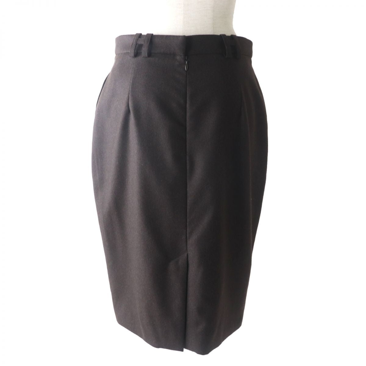 HERMES skirt Outer: 95% wool, Outer: 5% cashmere, Lining: 100% silk Dark brown Women 38  d