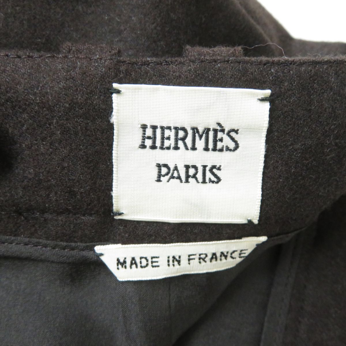 HERMES skirt Outer: 95% wool, Outer: 5% cashmere, Lining: 100% silk Dark brown Women 38  d