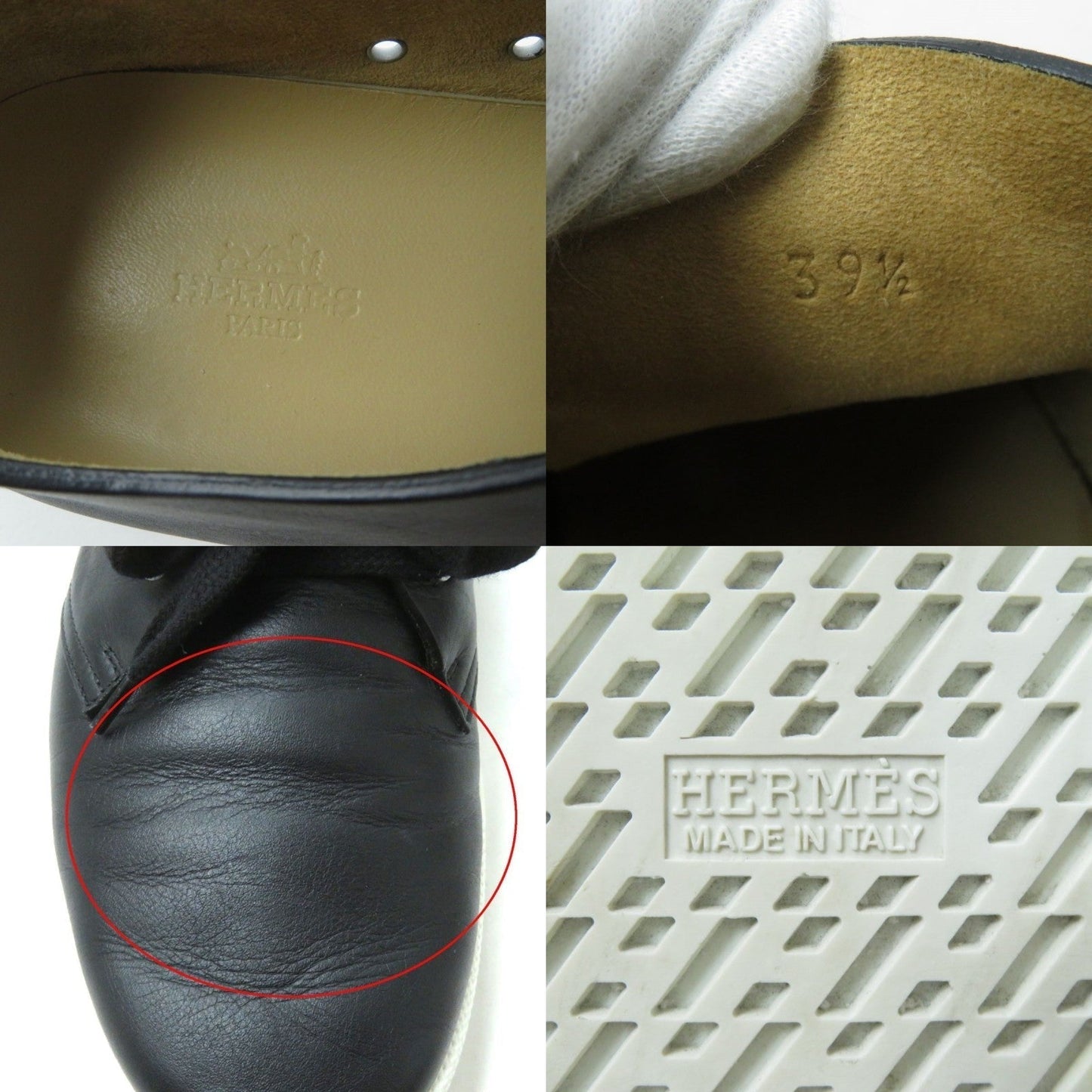 HERMES sneakers Main: Leather Black x white Women 39.5  d