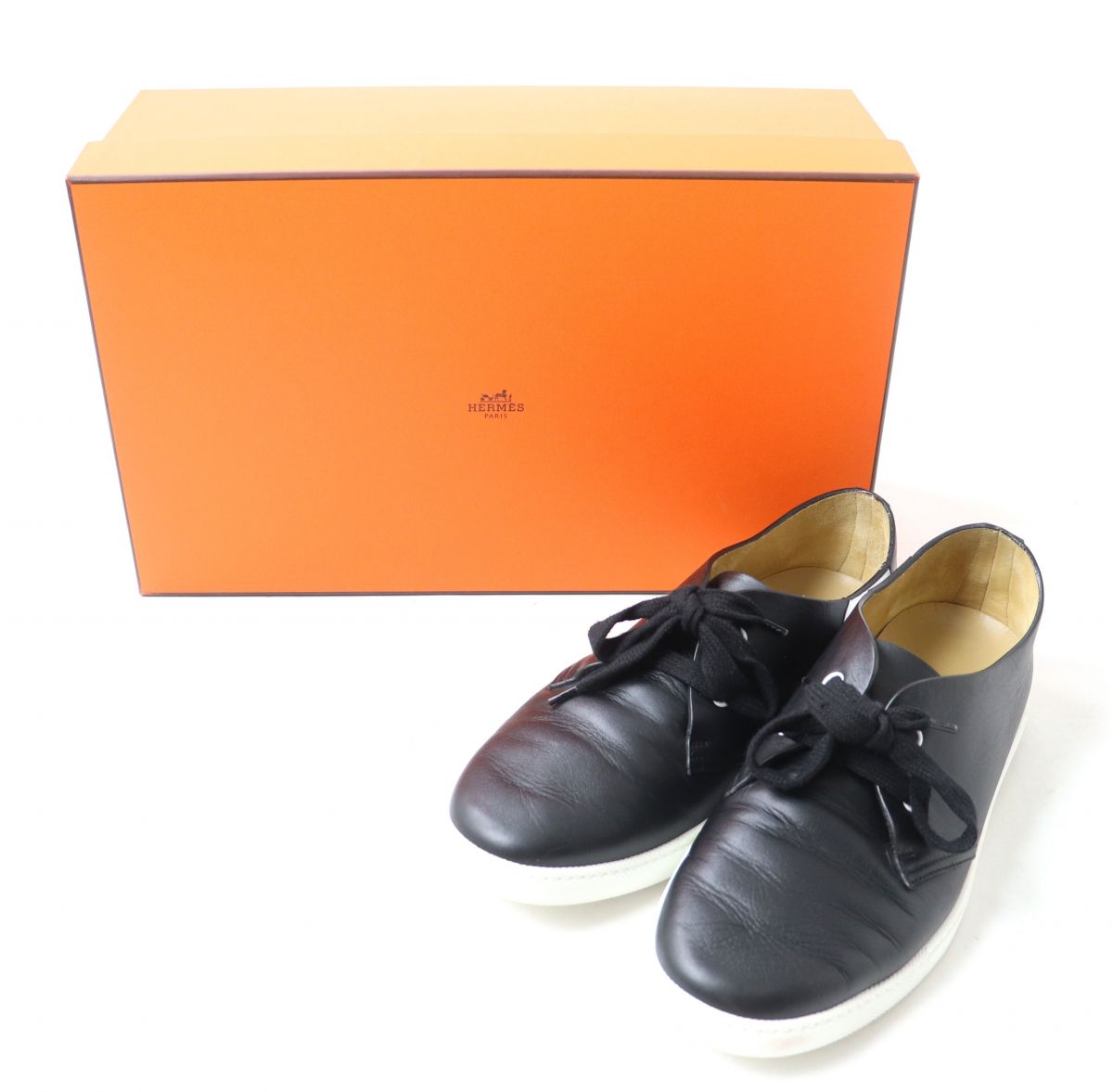 HERMES sneakers Main: Leather Black x white Women 39.5  d