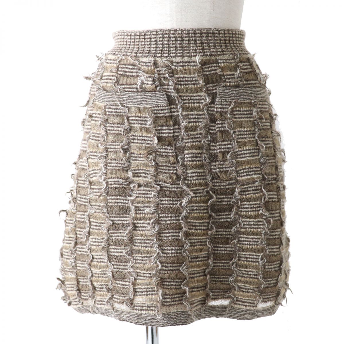 CHANEL skirt Outer: 54% mohair, Outer: 41% nylon, Outer: 5% wool, Lining: 91% silk, Lining: 9% elastane Brown type Women 34