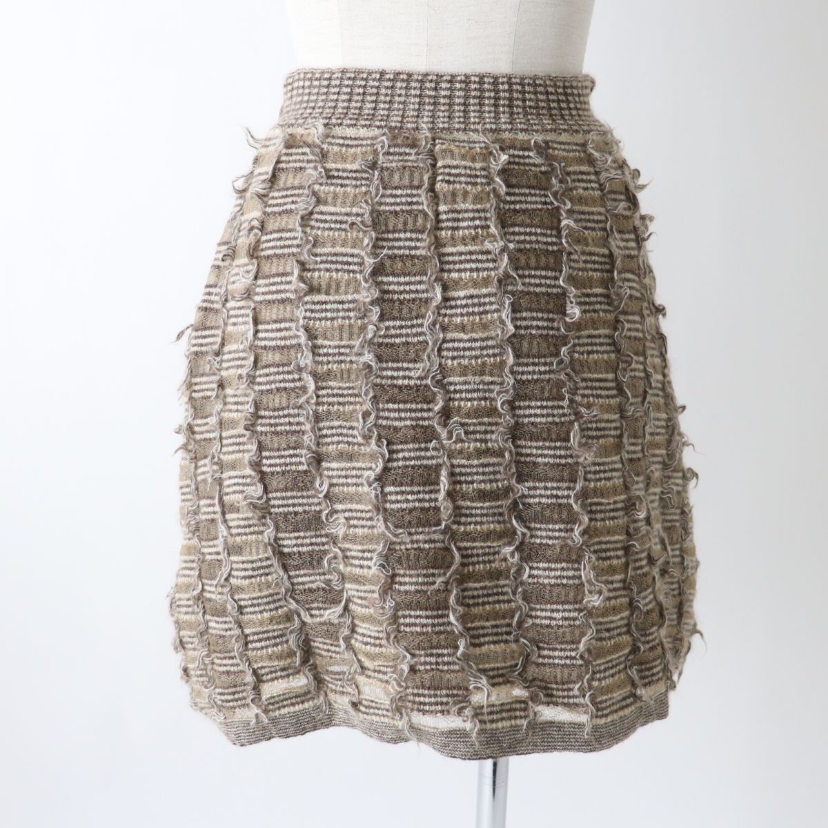 CHANEL skirt Outer: 54% mohair, Outer: 41% nylon, Outer: 5% wool, Lining: 91% silk, Lining: 9% elastane Brown type Women 34
