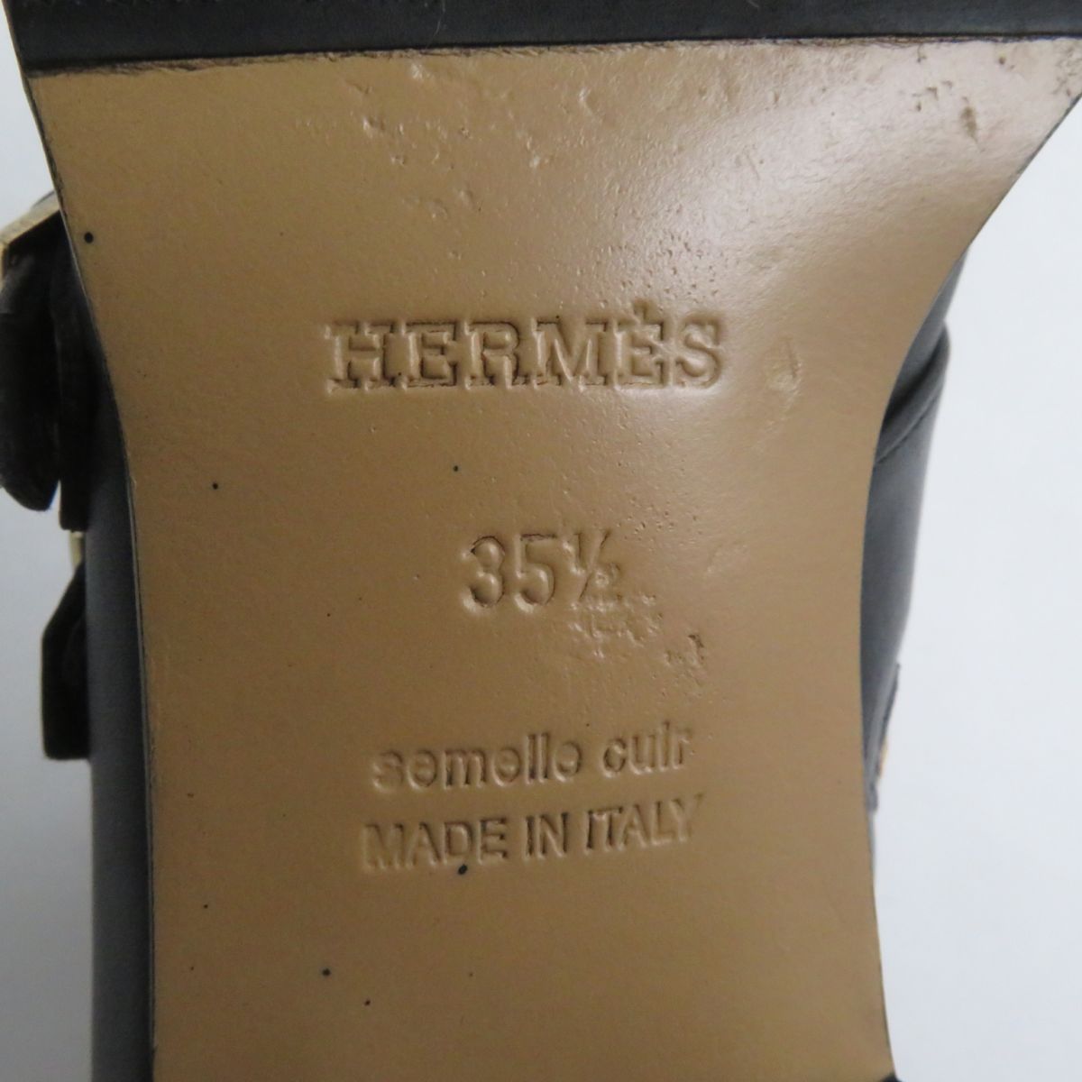 HERMES boots Main: Leather Black x Gold Metal Women 35.5  d
