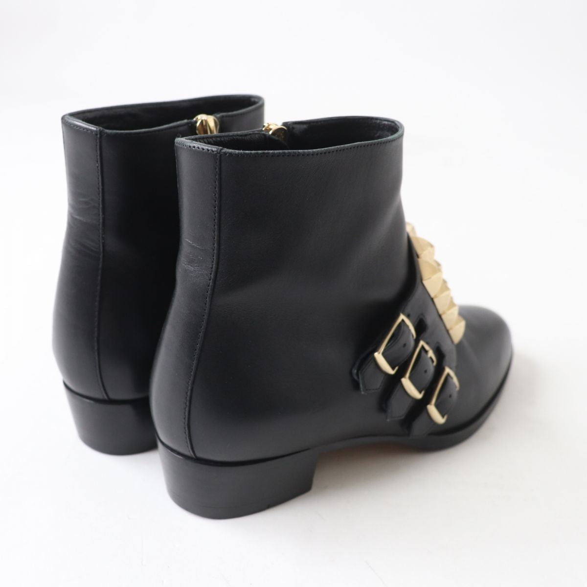 HERMES boots Main: Leather Black x Gold Metal Women 35.5  d