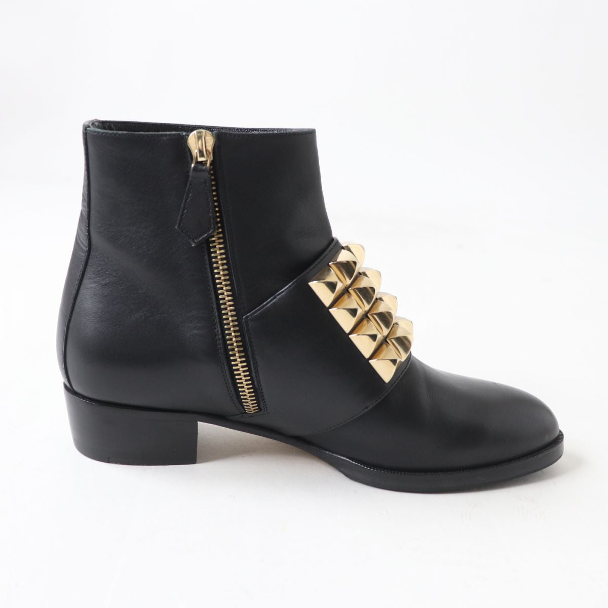 HERMES boots Main: Leather Black x Gold Metal Women 35.5  d