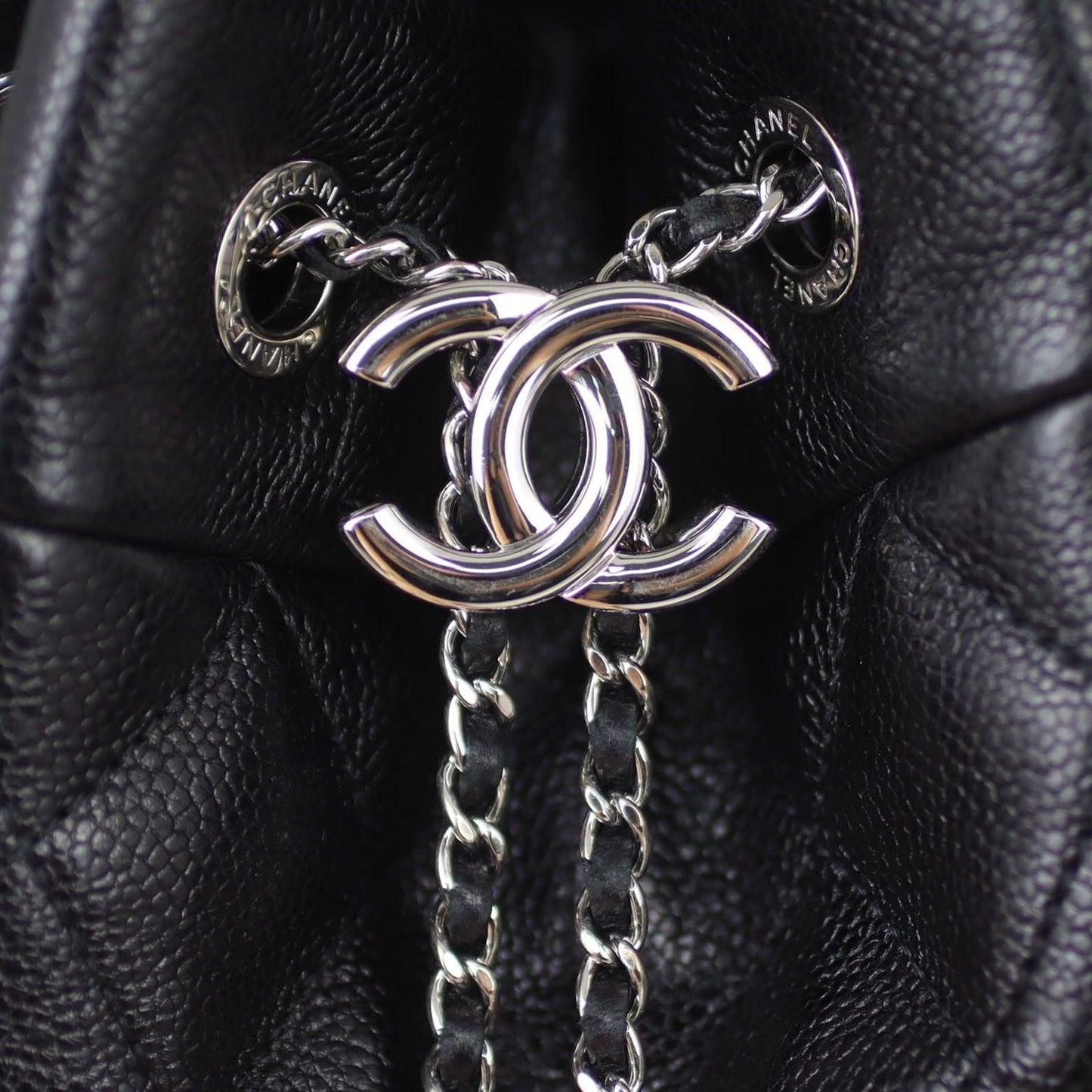 Chanel Quilted CC Drawstring Bucket Bag | Black Soft