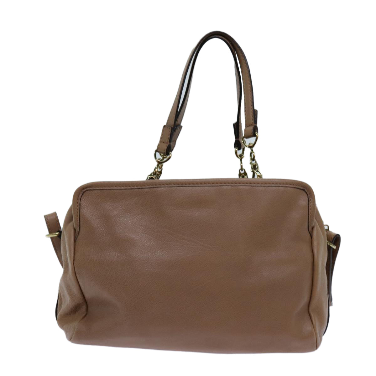 Luxury CELINE Elsie Hand Bag Leather 2way Beige  hk1217