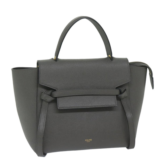 Luxury CELINE Micro Belt Hand Bag Leather Gray  hk968