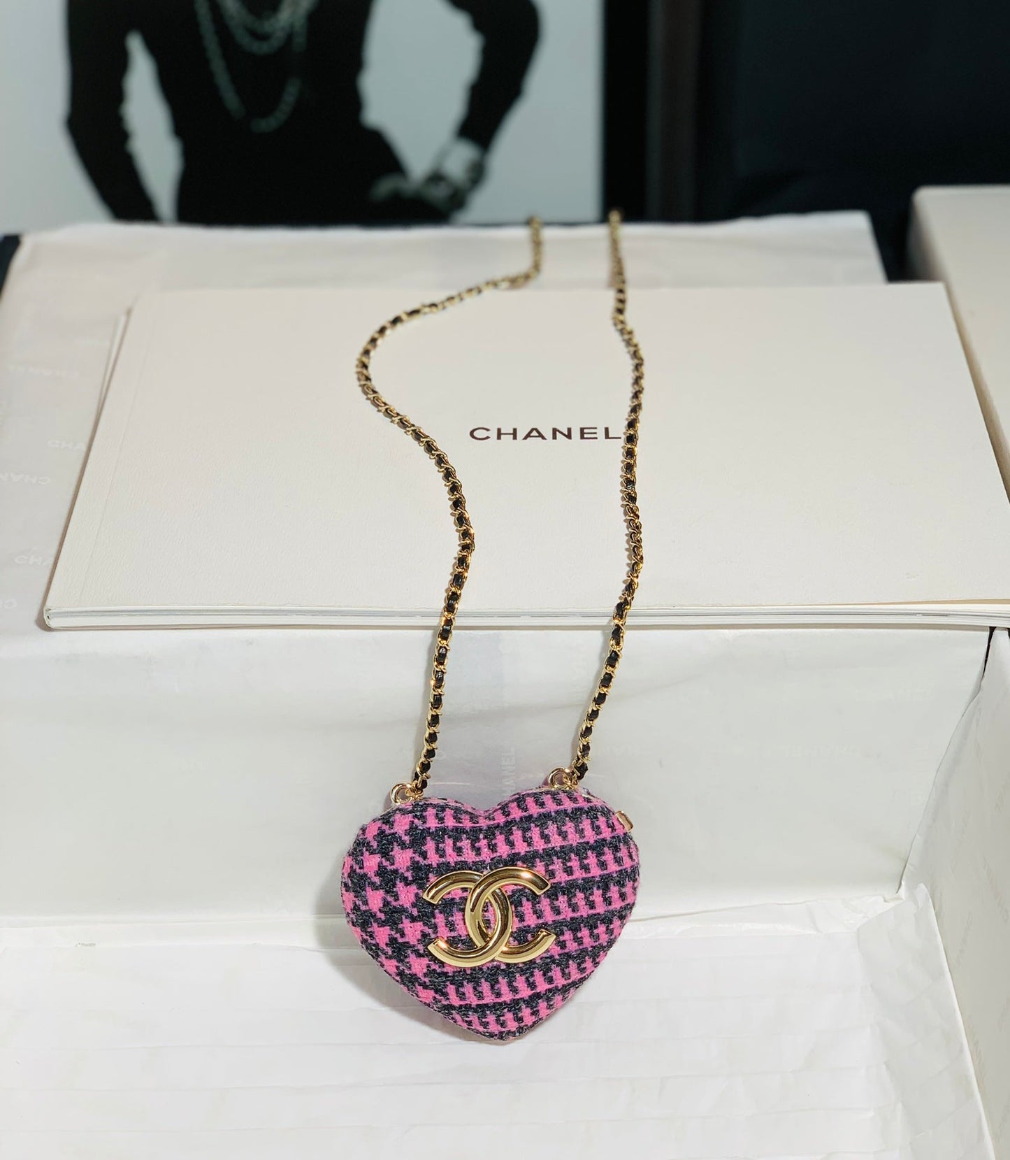 CHLLong Necklace Bag Black And PiNike For Women, Women’s Bags 3in/7cm AB9485 B09330 NK598