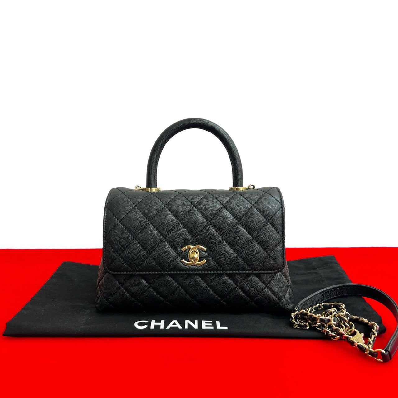Chanel Coco Handle Matelassé Caviar 2way Handbag