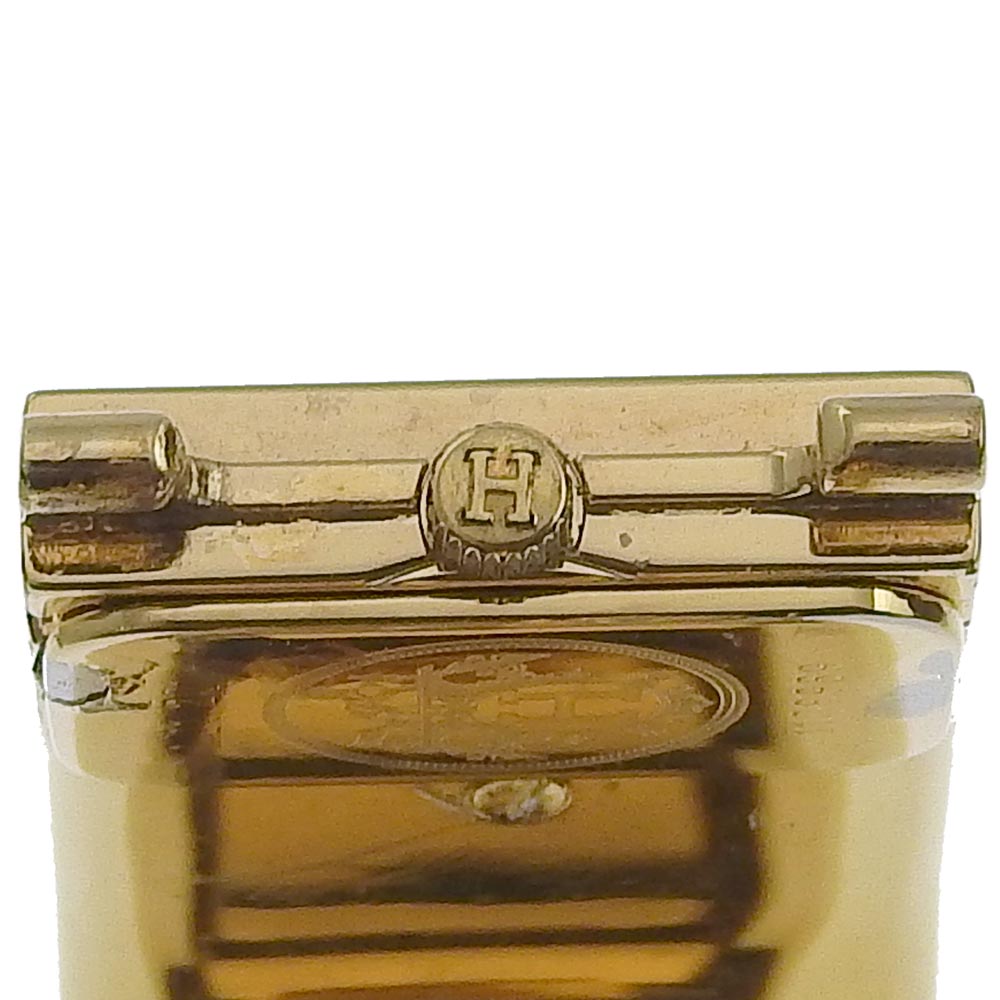 HERMES Watches Quartz LO1.201 Plated Gold Green Cloisonne Location gold dial Women  d