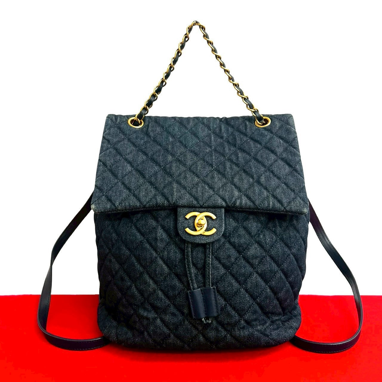 Chanel Matelassé Denim Leather Backpack