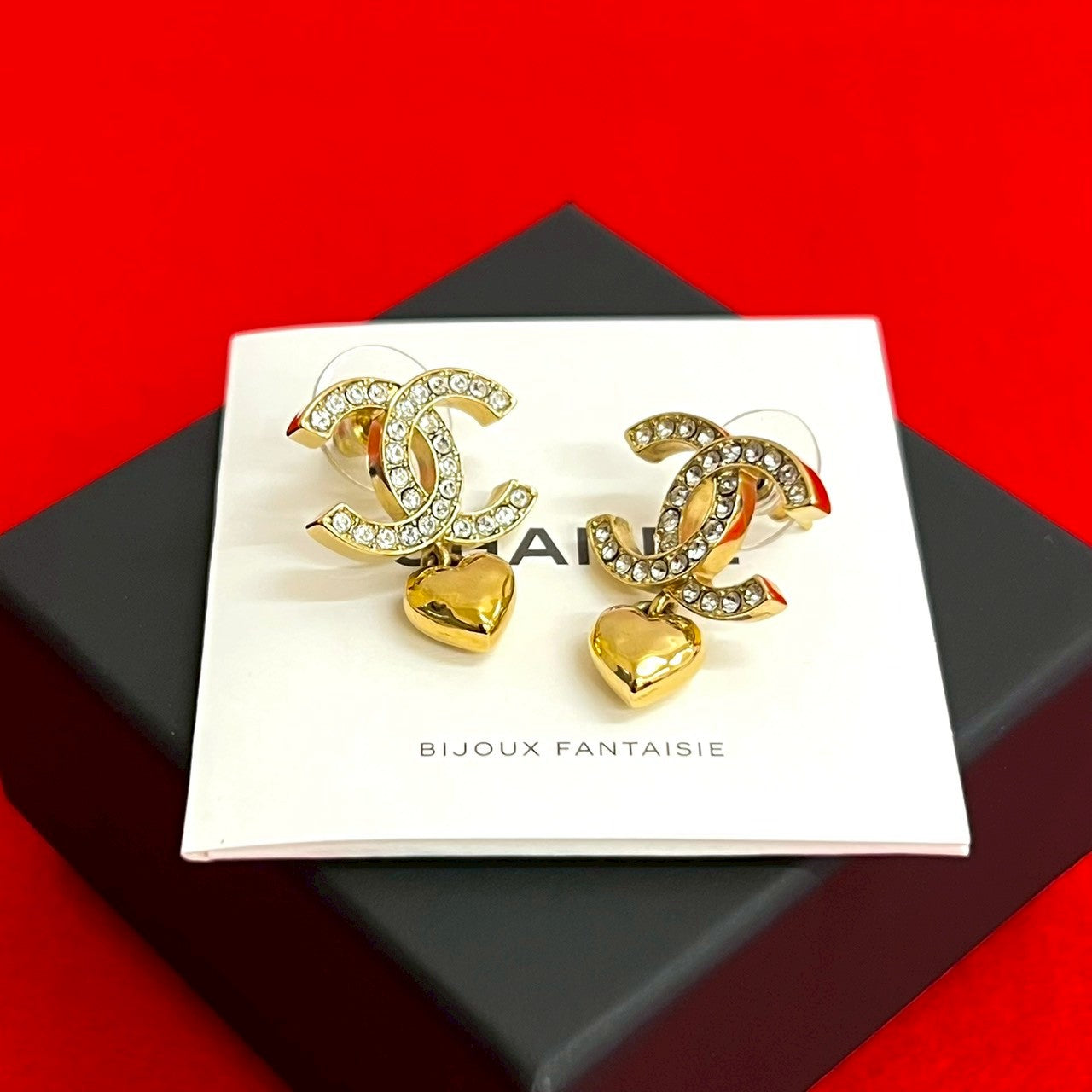 Chanel Coco Mark Heart Motif Earrings