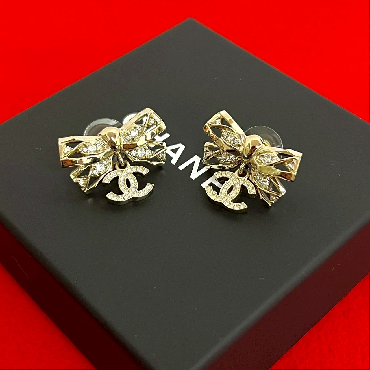 Chanel Coco Mark Ribbon Earrings