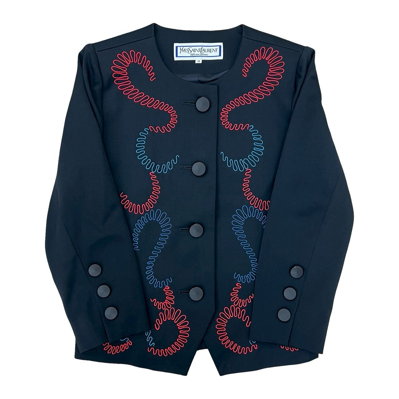 Yves Saint Laurent Embroidered Wool Collarless Jacket
