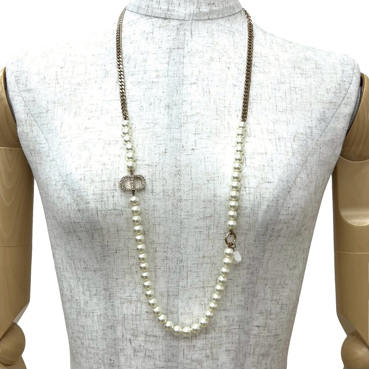Christian Dior CD Logo Pearl Necklace