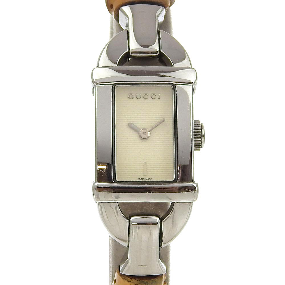 GUCCI Watches Quartz 6800L Stainless Steel, Bamboo beige Ivory dial Women  d