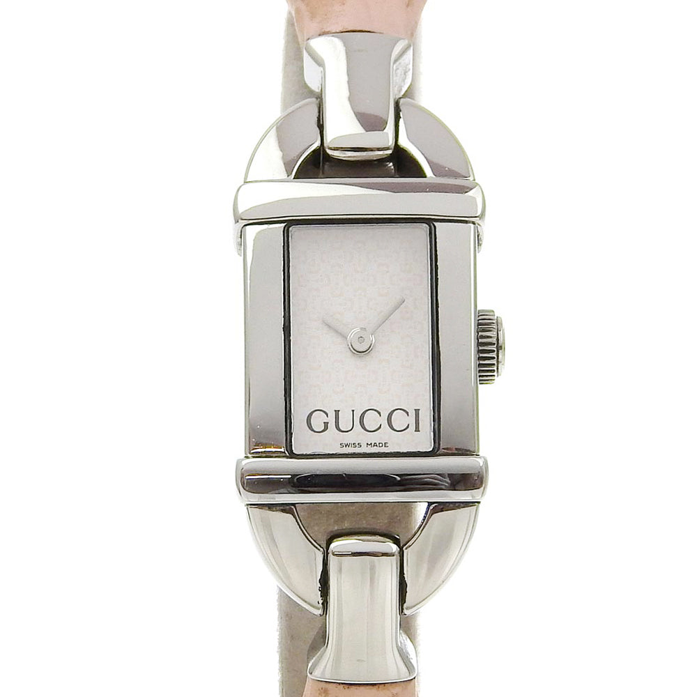 GUCCI Watches Quartz 6800L Stainless Steel, Rubber pink Bamboo White dial Women  d
