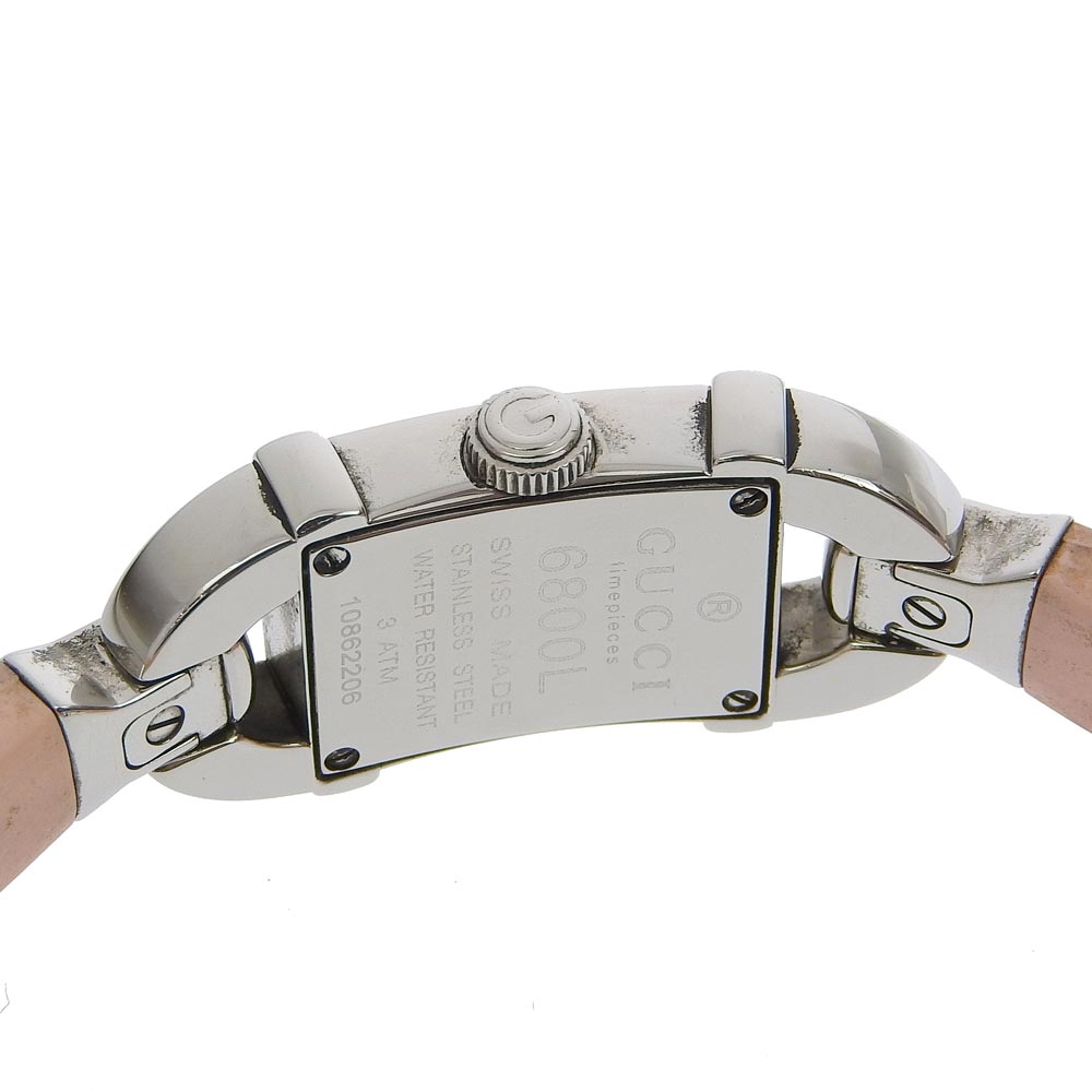 GUCCI Watches Quartz 6800L Stainless Steel, Rubber pink Bamboo White dial Women  d