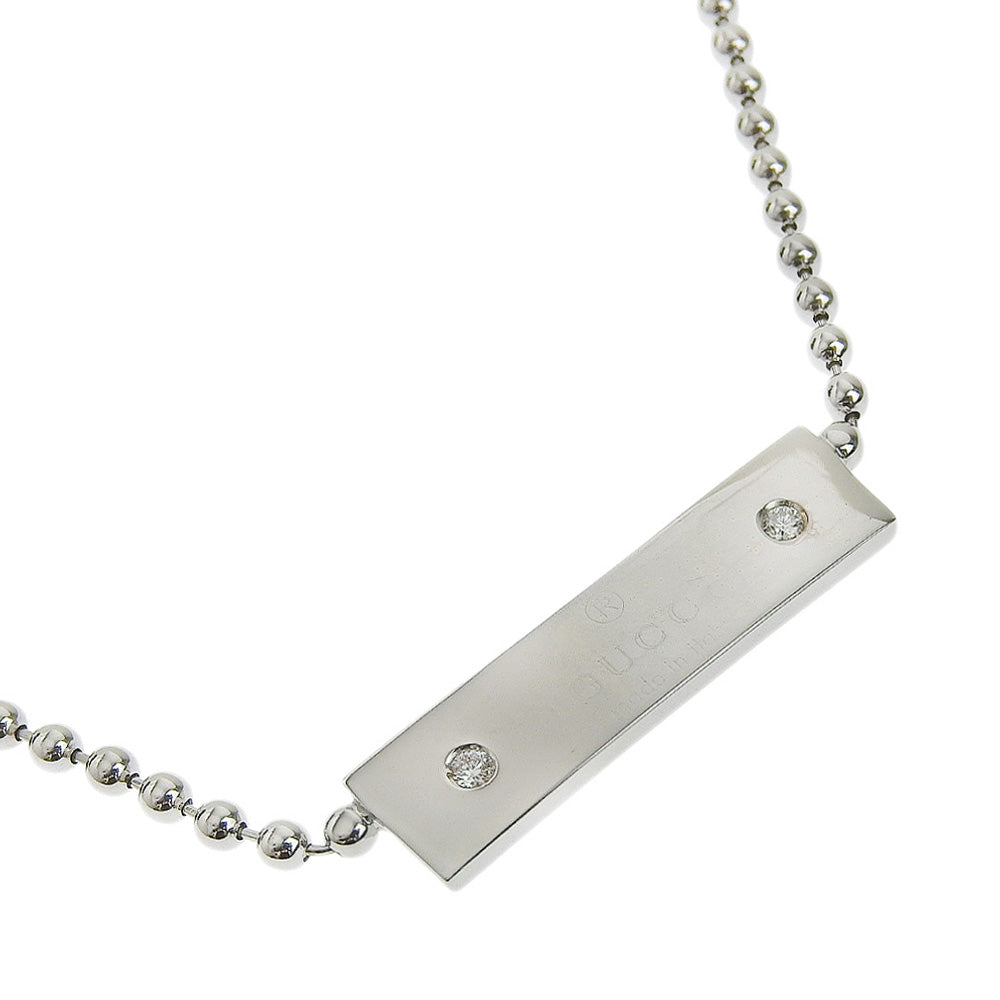 GUCCI Necklace K18 White Gold, Diamond Silver unisex(Unisex)