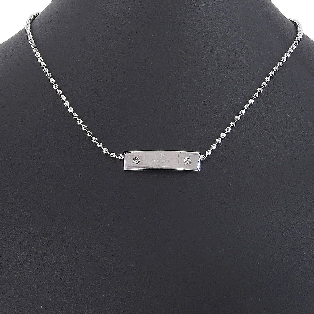 GUCCI Necklace K18 White Gold, Diamond Silver unisex(Unisex)