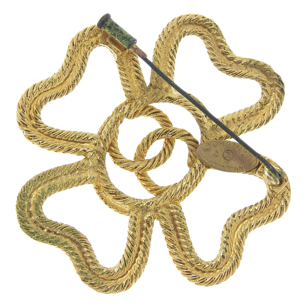 CHANEL Brooch Plated Gold gold   COCO Mark Clover Women
