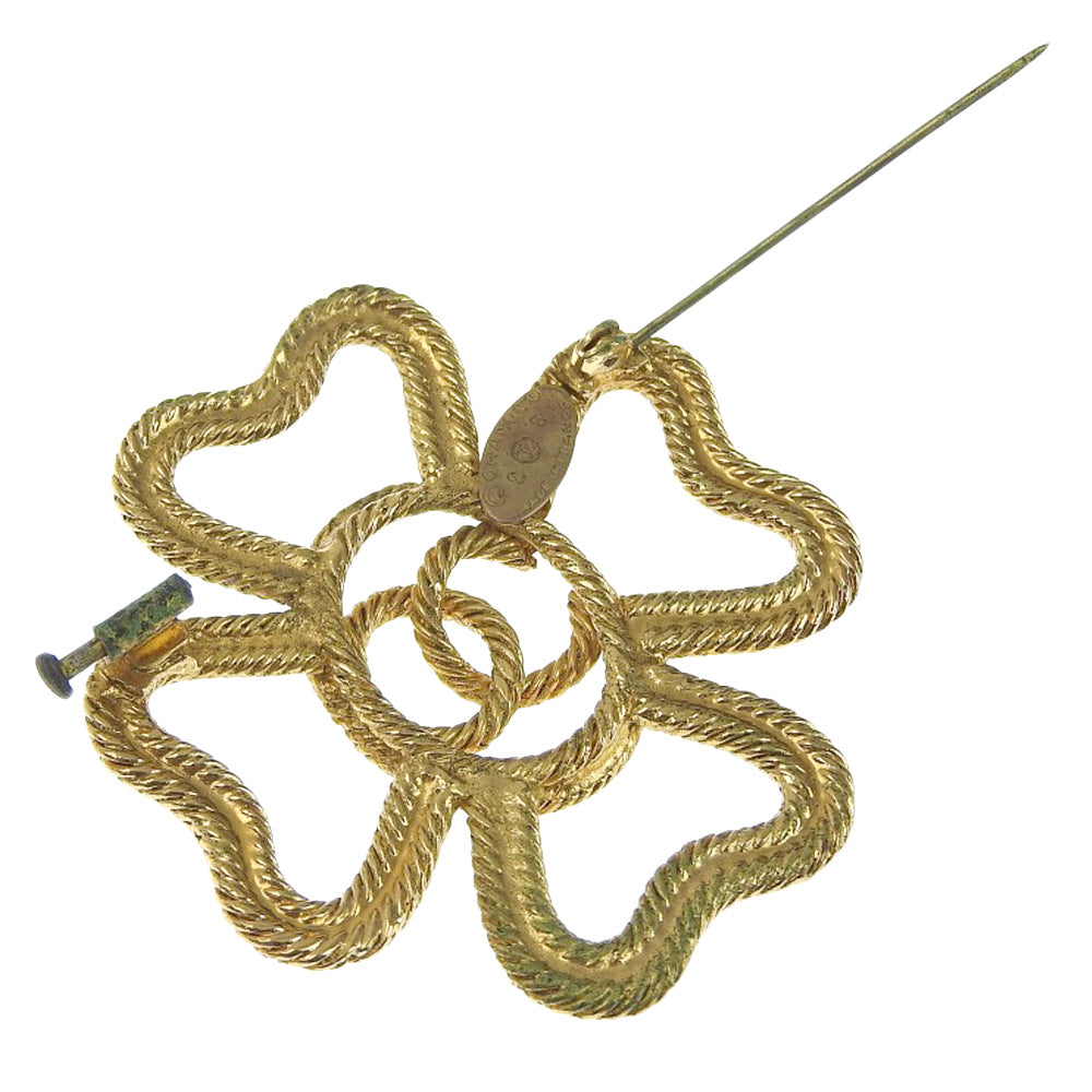 CHANEL Brooch Plated Gold gold   COCO Mark Clover Women