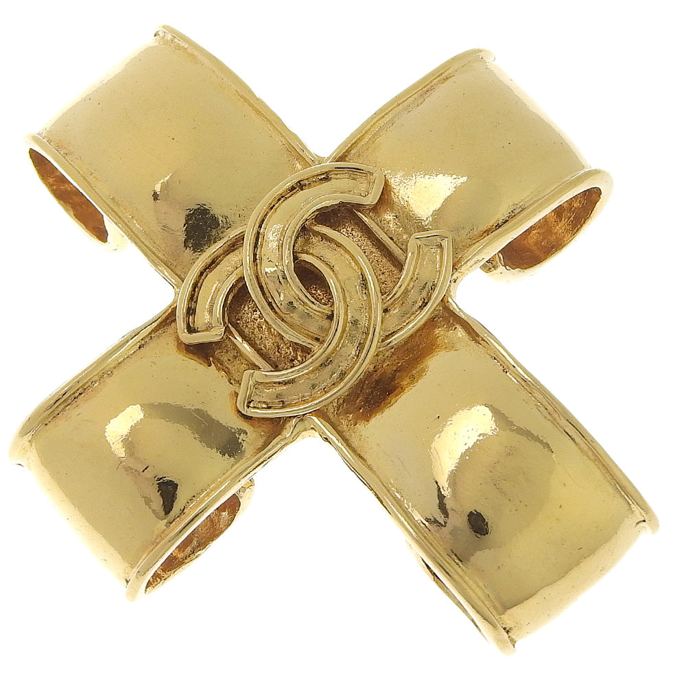 CHANEL Brooch Plated Gold gold   COCO Mark cross Women