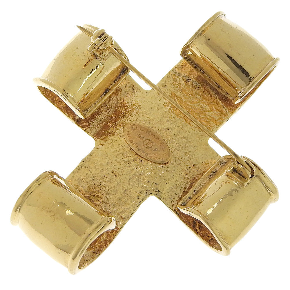 CHANEL Brooch Plated Gold gold   COCO Mark cross Women