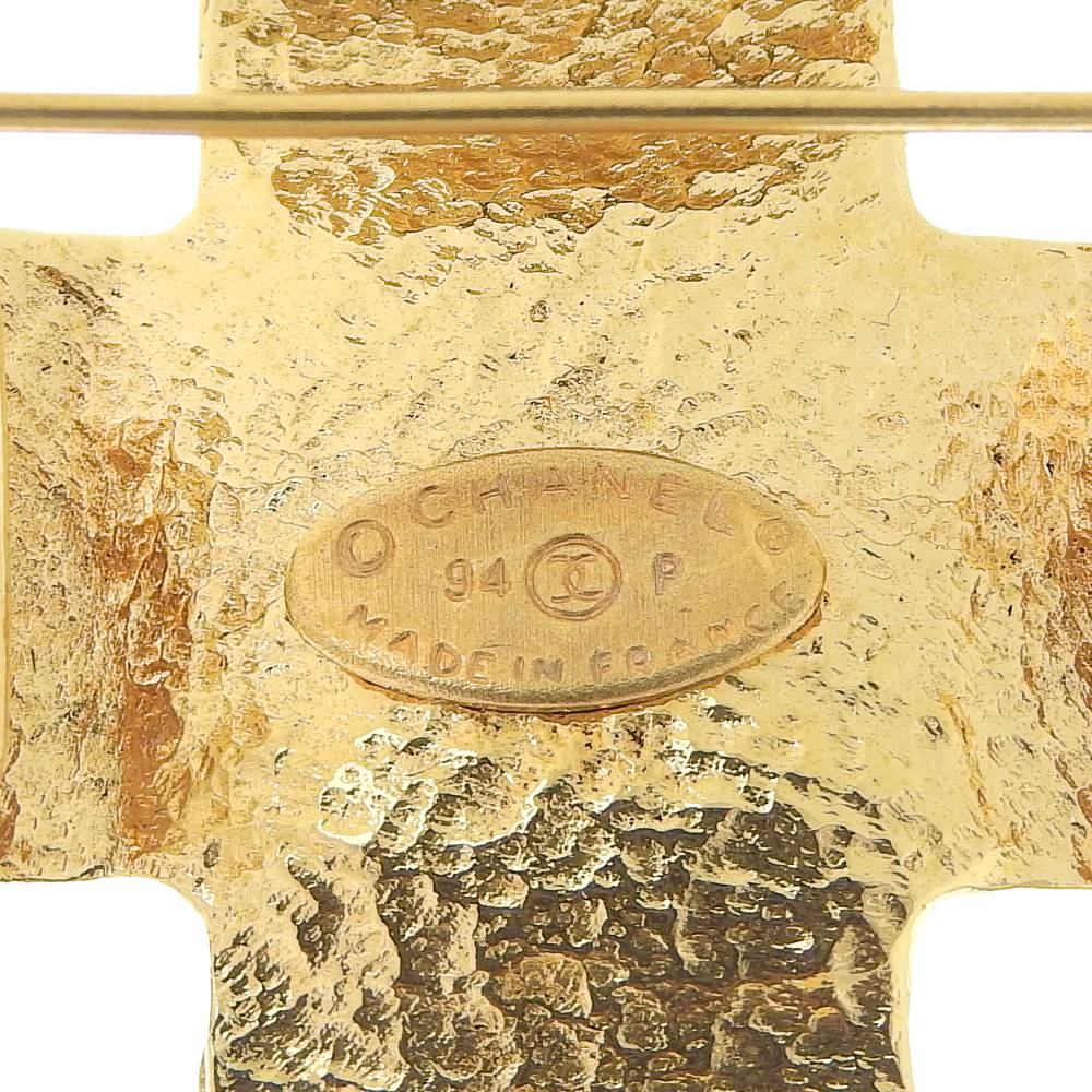 CHANEL Brooch Plated Gold gold   COCO Mark cross Women
