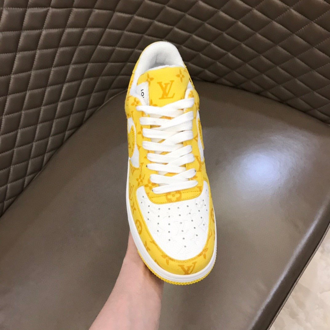 Louis Vuitton And NIKE AIR.FORTop Quality 1 By Virgil Abloh White/Yellow For Men, Men’s Shoes