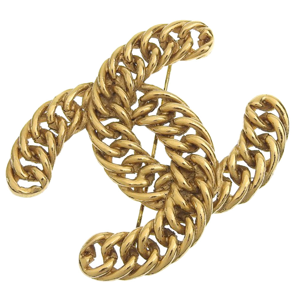 CHANEL Brooch Plated Gold gold Chain COCO Mark Women  d