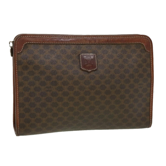 Luxury CELINE Macadam Canvas Clutch Bag PVC Leather Brown  im378