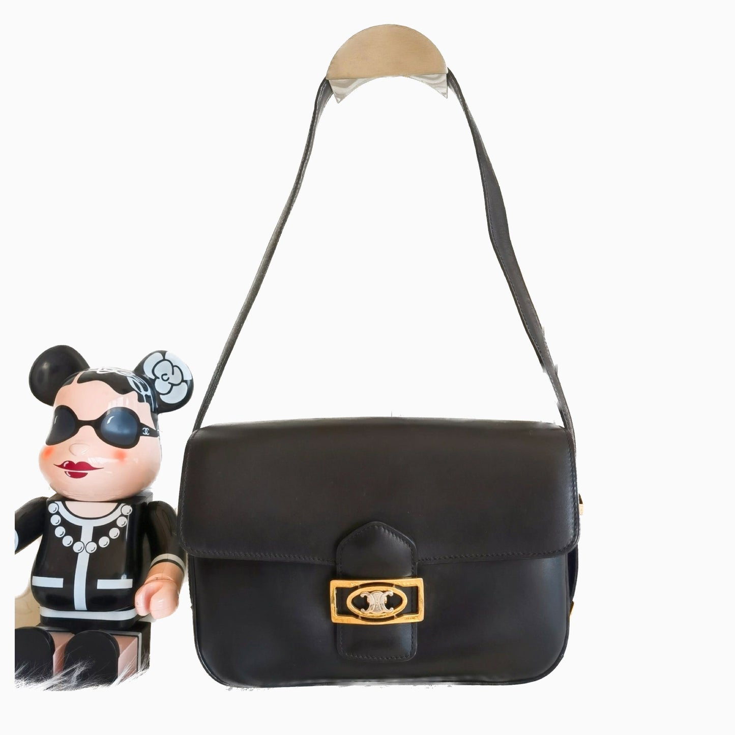 CELINE Crecy   Classic Flap Black Box Leather crossbody bag